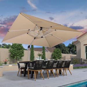 10 ft. x 13 ft. High-Quality Aluminum Cantilever Polyester Outdoor Patio Umbrella with Stand, Beige
