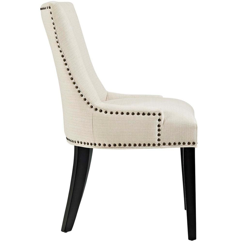 Regal Beige Leather Parsons Side Chair with Nailhead Trim