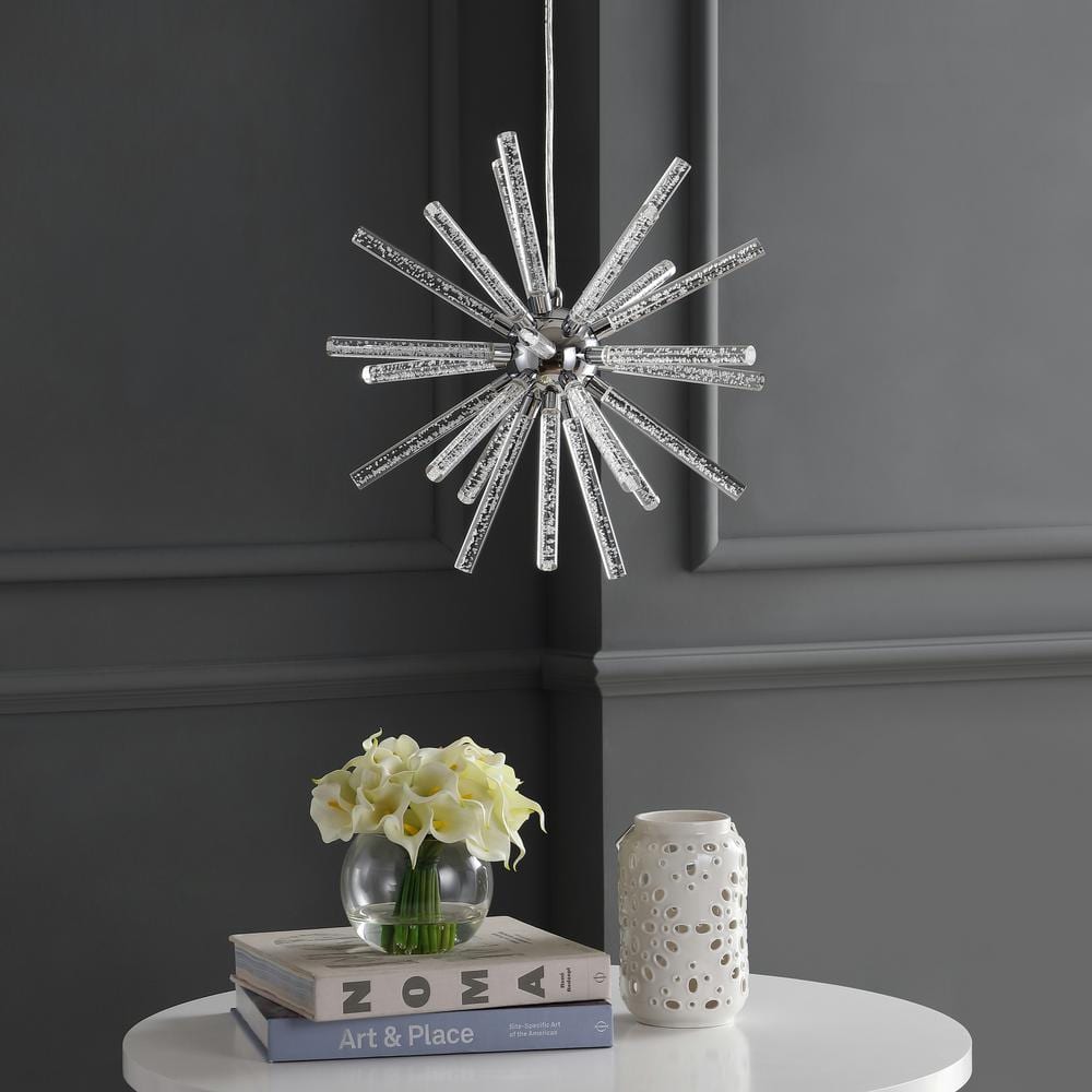 Soyuz 19.5" Chrome Starburst Adjustable LED Pendant Light