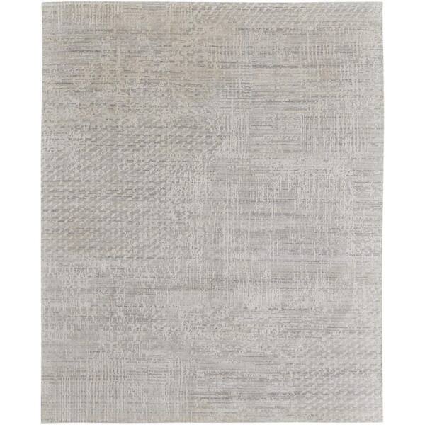 HomeRoots 5 ft. x 8 ft. Ivory, Gray Abstract Area Rug