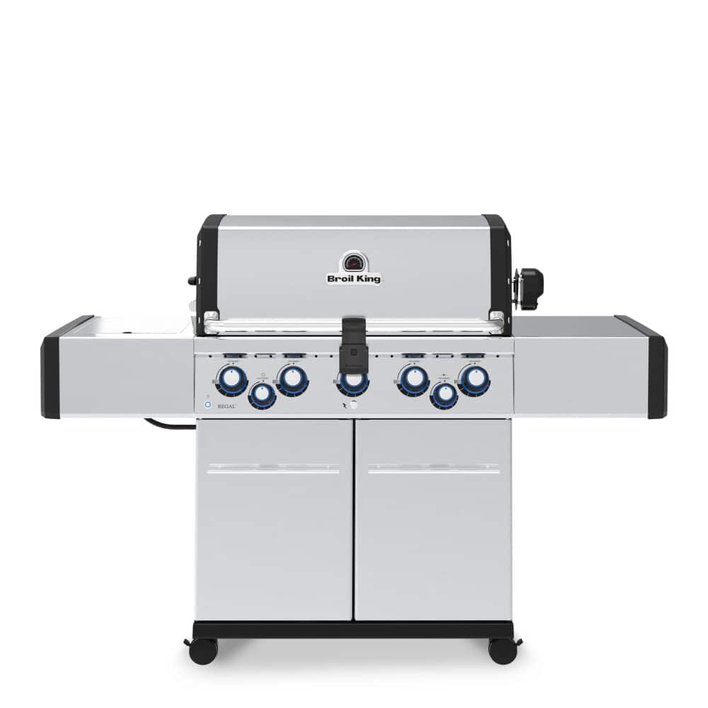 Regal S590 PRO IR 5-Burner Natural Gas Grill in Stainless Steel with Infrared Side Burner and Rear Rotisserie Burner