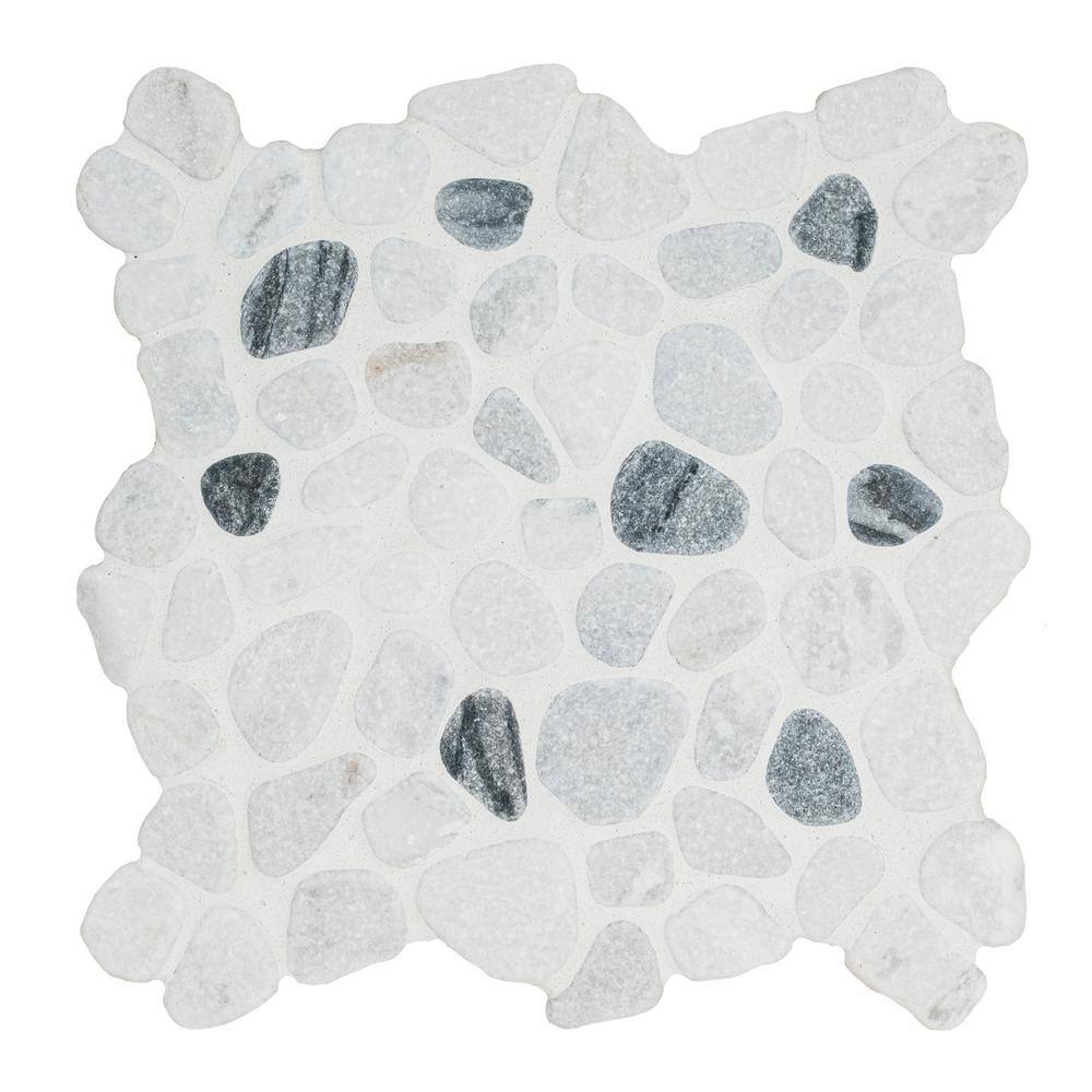 Take Home Tile Sample - Black and White Pebbles 4 in. x 4 in. Tumbled Marble Mosaic Tile price history on PriceWatchPro