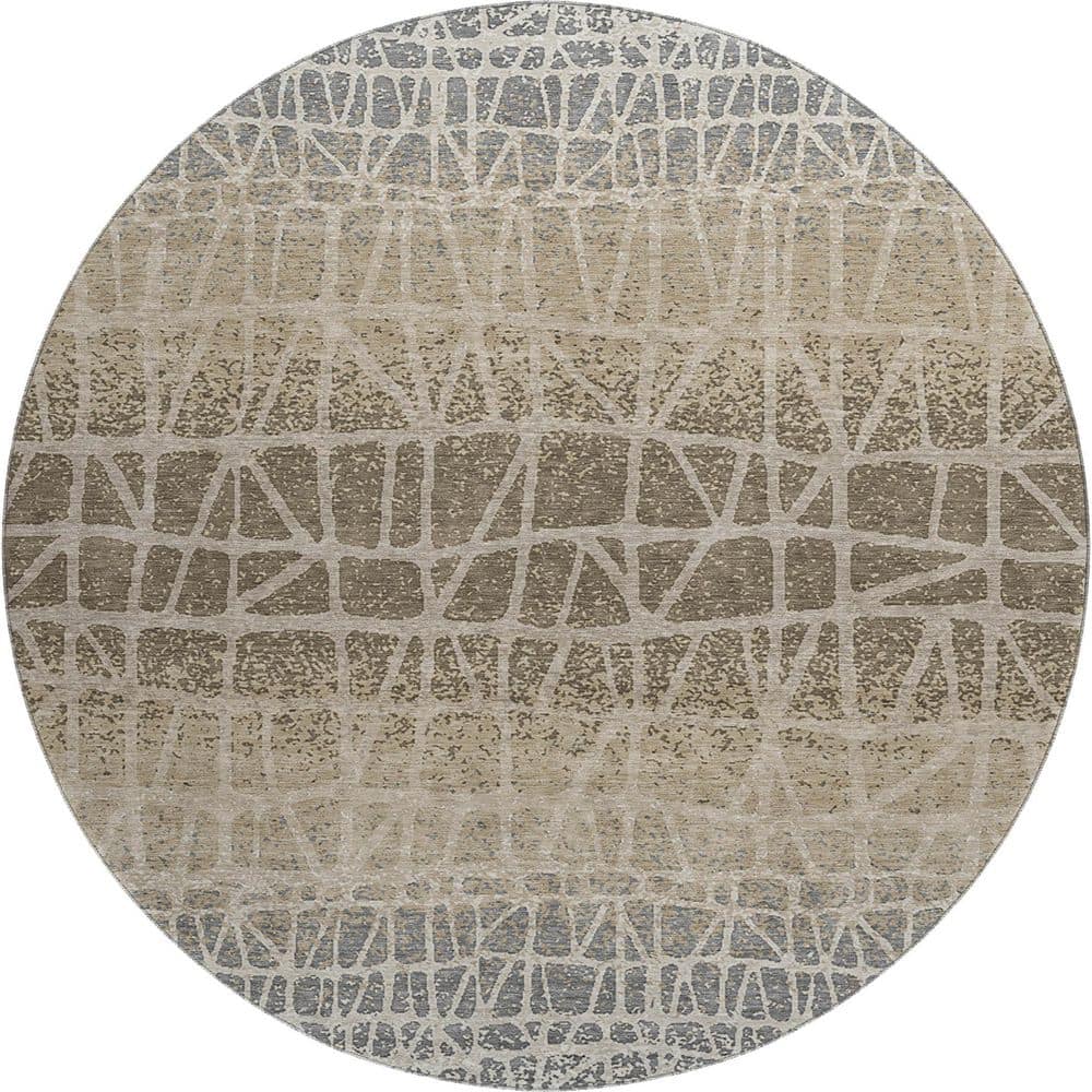 Mayfield Premium Machine Washable Abstract AMF2404 Ivory 8 ft. x 8 ft. Round Rug price history on PriceWatchPro