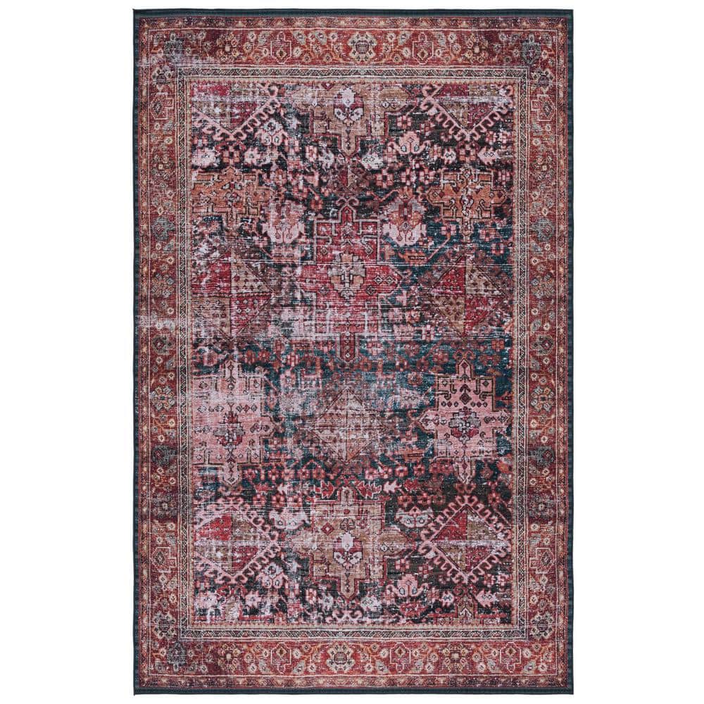 Tucson Rust and Green 3' x 5' Washable Area Rug