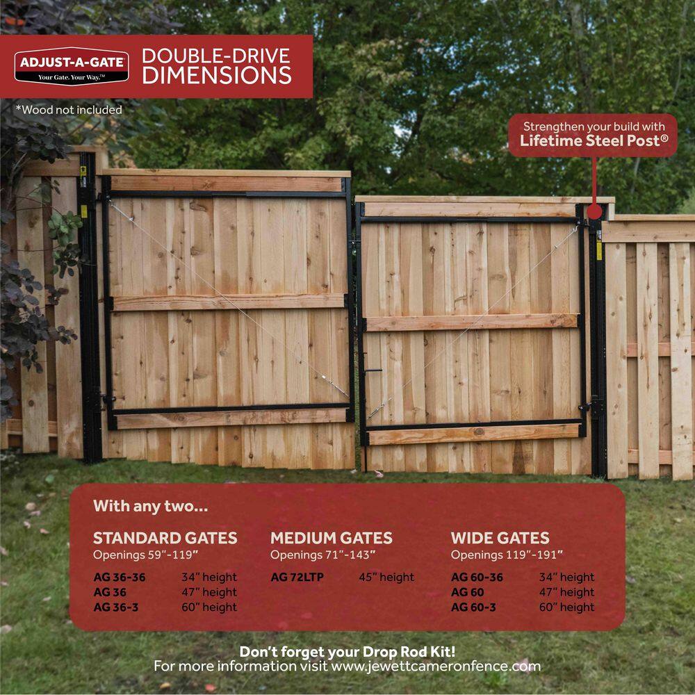 Adjustable Black Steel Frame Gate Kit with Truss Cable System