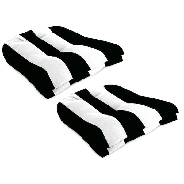 Jordan Manufacturing 18 in. L x 18 in. W x 4 in. T Tufted Outdoor Wicker Seat Cushion in Cabana Black (2-Pack)