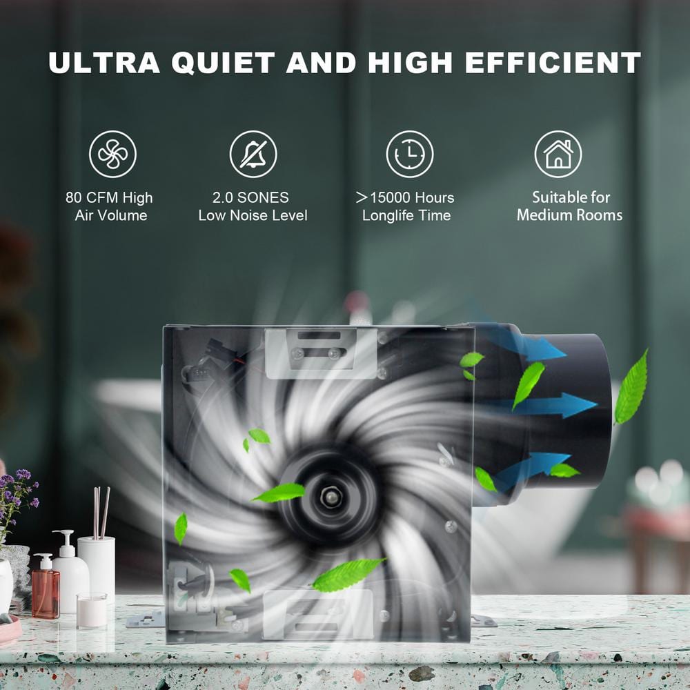 Silver Square Bathroom Exhaust Fan with Dimmable LED Light