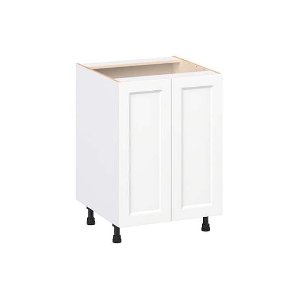 J COLLECTION Laramie 24 in. W x 24 in. D x 34.5 in. H Assembled Full Height Doors Base Kitchen Cabinet in Painted Bright White