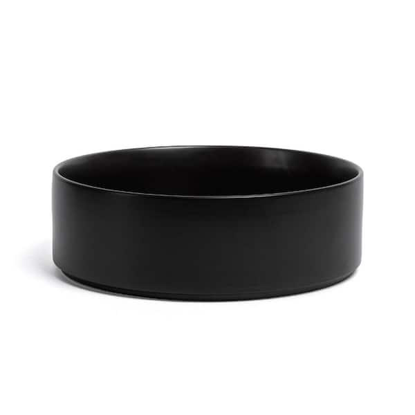Stackable 10.1 in. 102.4 fl. oz. Semi-Matte Black Hand-Finished Stoneware Serving Bowl