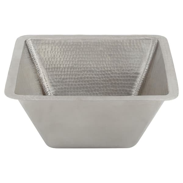 Nickel 16 Gauge Copper 17 in. Dual Mount Square Bar Sink