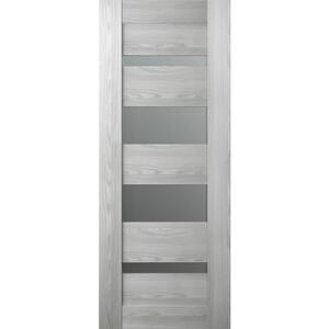 Vona 07-01 36 in. x 80 in. No Bore Solid Core 4 Lite Frosted Glass Ribeira Ash Wood Composite Interior Door Slab