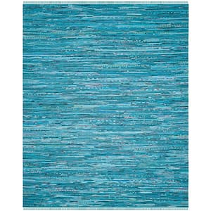 Rag Rug Turquoise/Multi 9 ft. x 12 ft. Gradient Solid Striped Area Rug