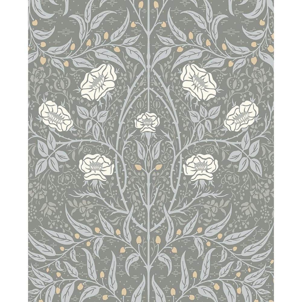 NextWall 30.75 sq. ft. Alloy Grey Stenciled Floral Vinyl Peel and Stick  Wallpaper Roll NW43908 - The Home Depot