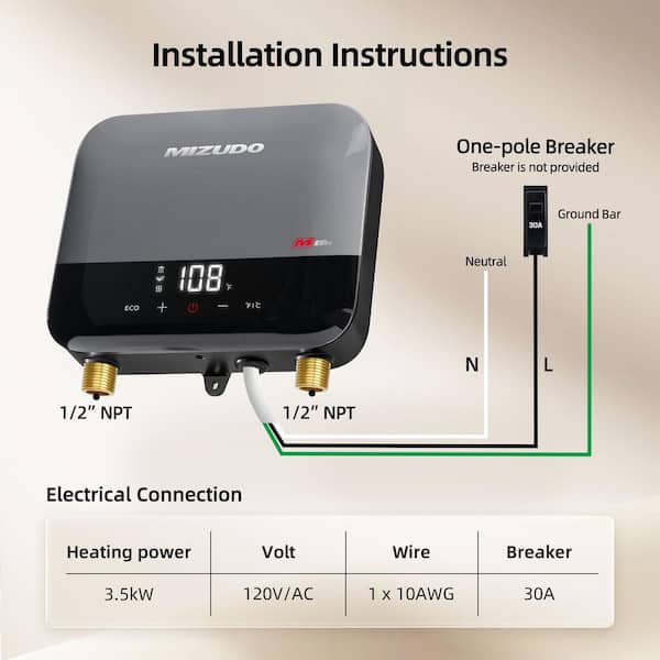 Elite 3.5 kW 0.68 GPM 120-Volt Point of Use Tankless Electric Instant Hot Water Heater, Gray