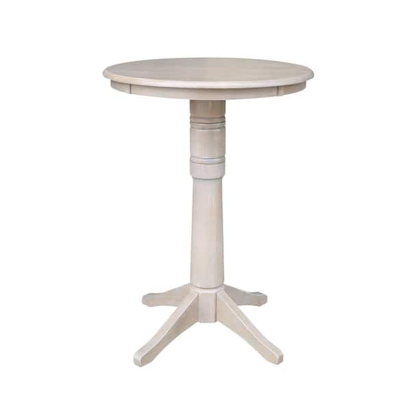 International Concepts Olivia 30 in. Round Weathered Taupe Gray Solid Wood Bar Table