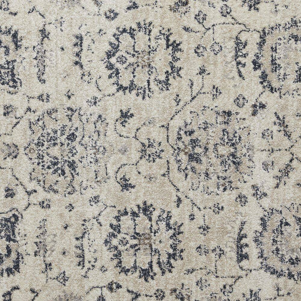 Gray and Ivory Floral Synthetic 4' x 6' Area Rug