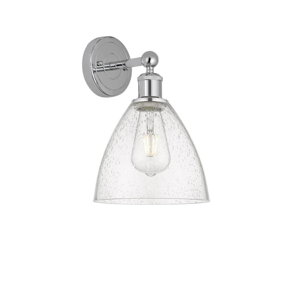 Innovations Bristol Glass 1-Light Polished Chrome, Seedy Wall Sconce with Clear Glass Shade