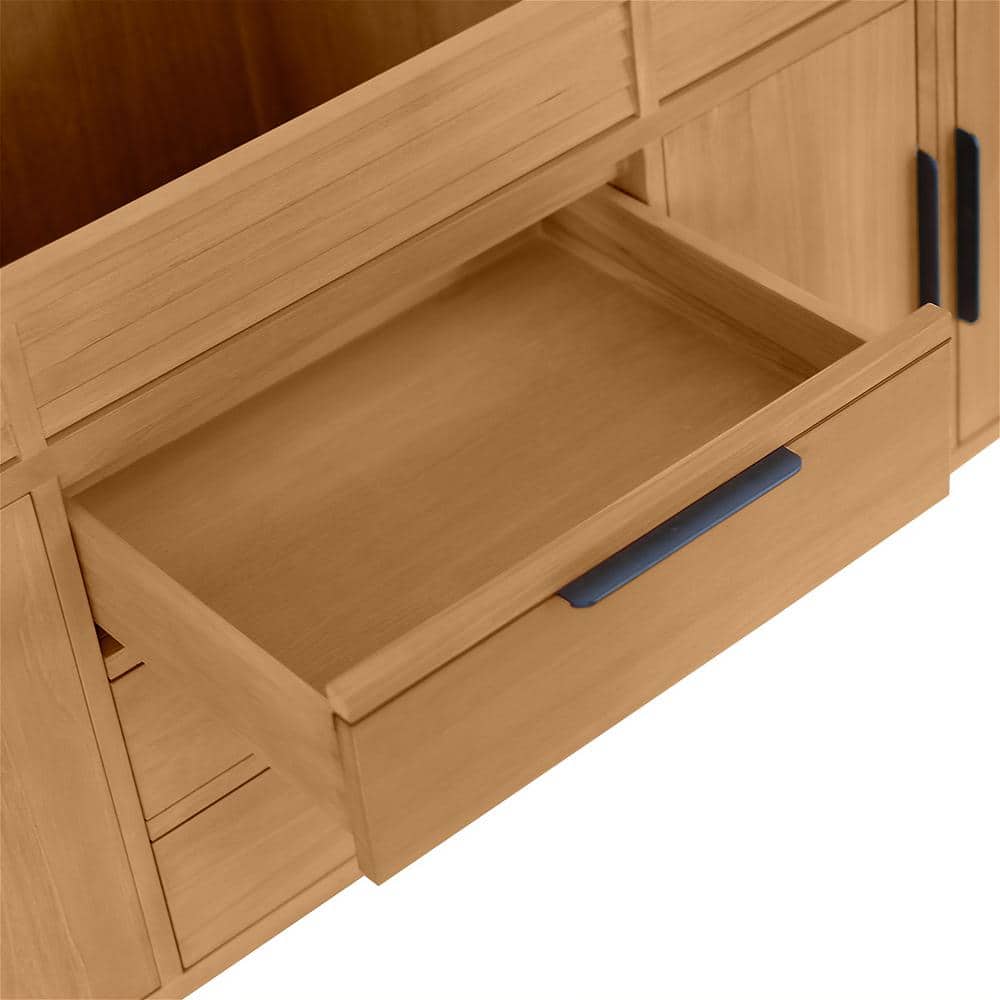 Taylor 73" Natural Teak Double Sink Vanity with White Quartz Top