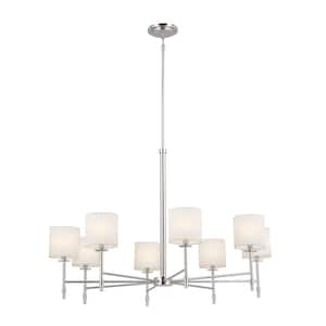 Ali 38.75 in. 8-Light Polished Nickel Traditional Shaded Circle Chandelier for Dining Room