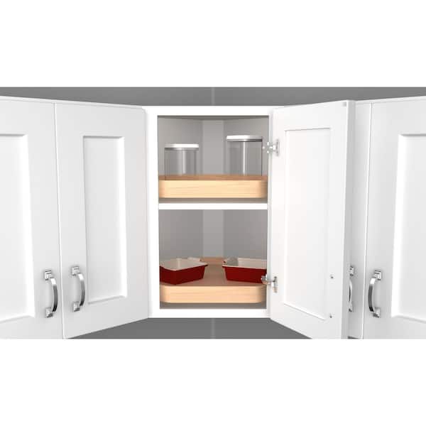 Rev-A-Shelf Natural Wood D-Shaped Lazy Susan for Corner Wall Cabinets w/ Swivel Bearing