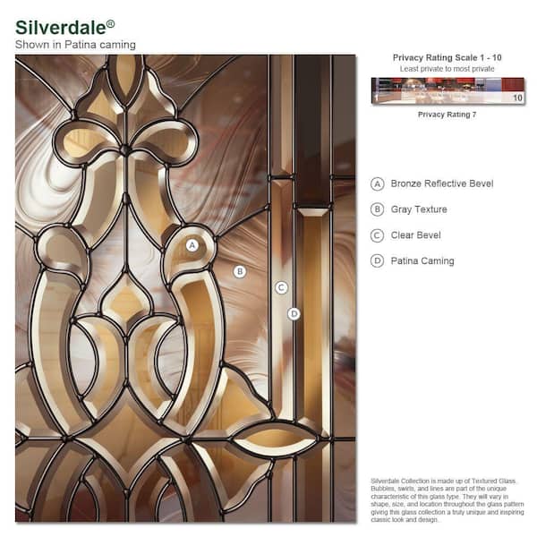 Feather River Doors 37.5 in. x 81.625 in. Silverdale Patina 3/4 Oval Lite Stained Chestnut Mahogany Right-Hand Fiberglass Prehung Front Door, Mahogany