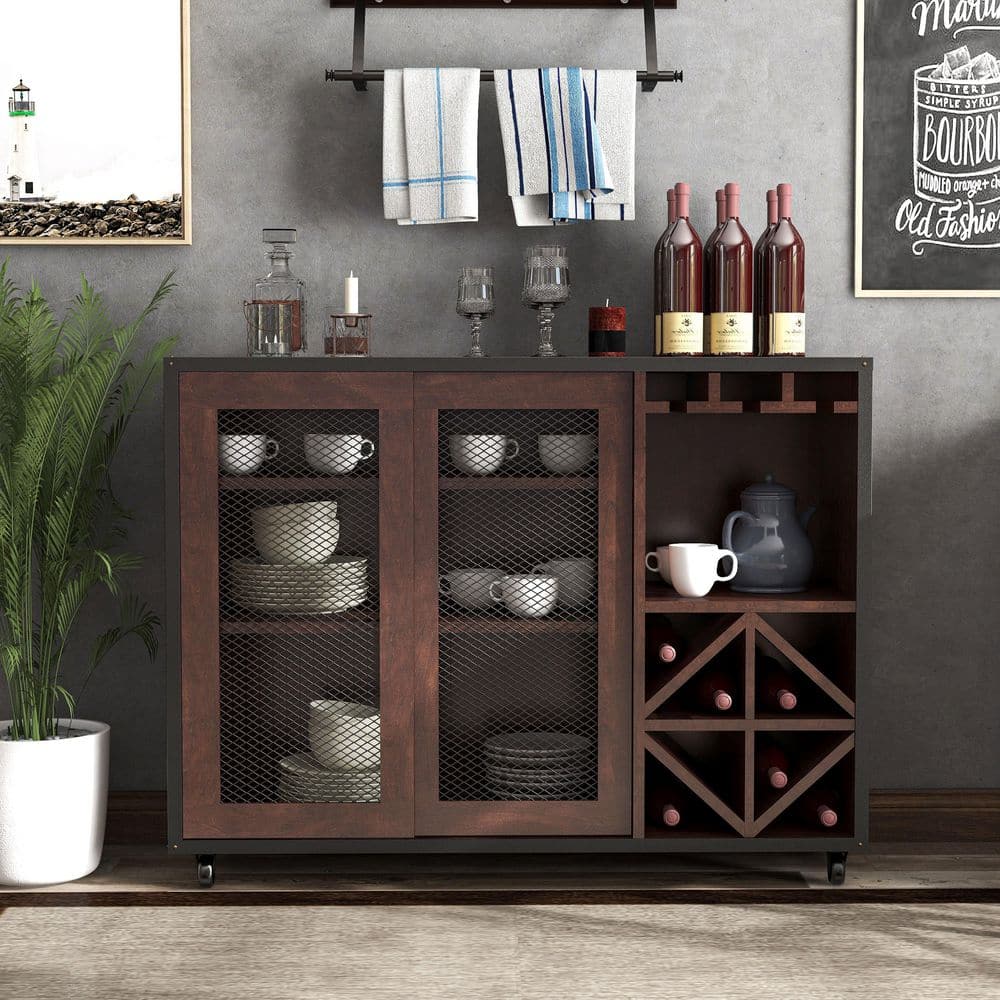 Furniture of America Blisston Walnut Buffet with Adjustable Shelf