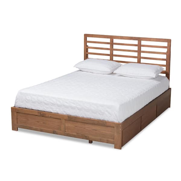 Baxton Studio Piera Ash Walnut King Platform Storage Bed 175 9424