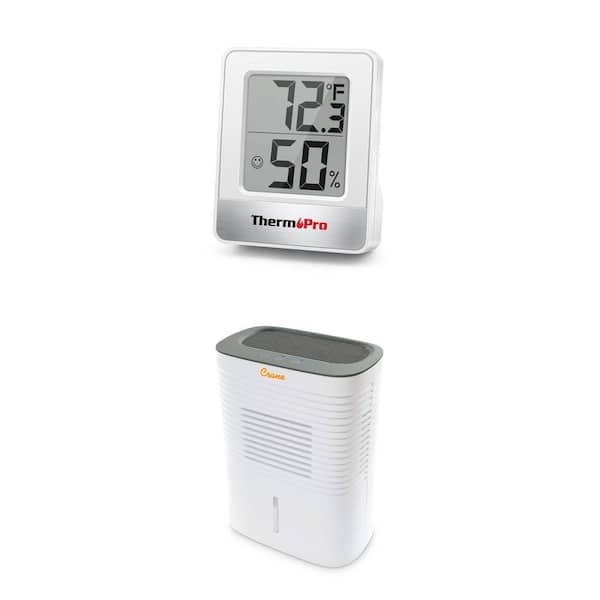TP49W Indoor Thermometer Hygrometer and 4 Pint Dehumidifier for 300 sq.ft. Rooms Combo