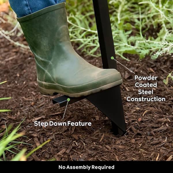 125 ft. Americana Black Steel Customizable Hose Stand Garden Hose Reel with Bib