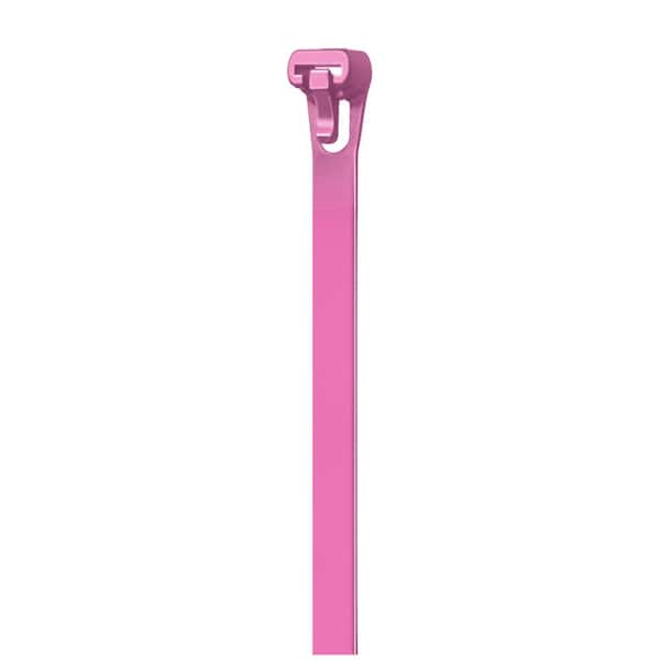 8 in. Reusable Releasable UL 21 Rated Cable Zip Ties (20-Pack) (Pink)