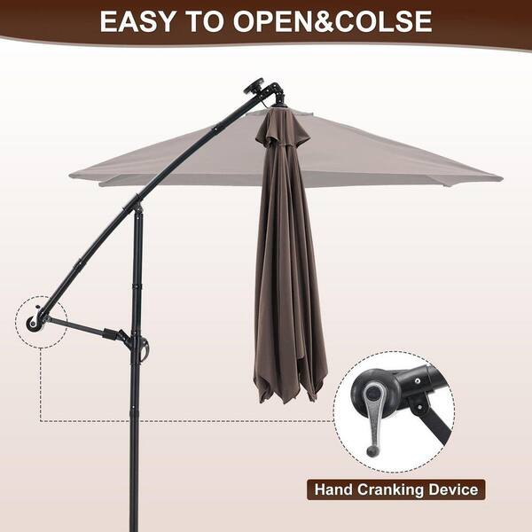 ainfox 11ft 2 tier offset hanging patio solar-powered umbrella Outsunny Cantilever with Base Crank Brown 10 x 10 x 8.2 Ainfox 10FT Outdoor Patio Umbrella