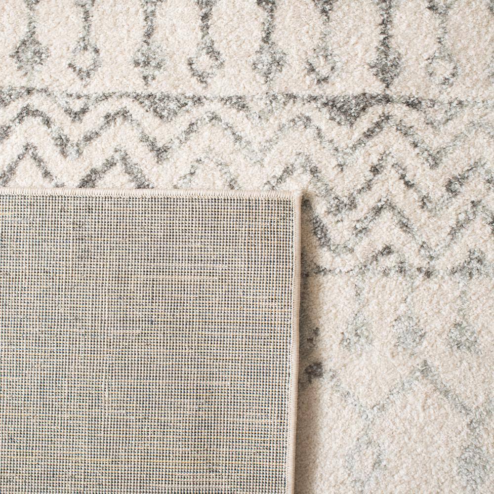 Ivory and Grey Synthetic Moroccan Runner Rug