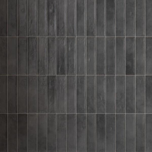 Tavira Noir Black 2.95 in. X 11.81 in. Satin Ceramic Subway Wall Tile (6.35 sq. ft. /Case)