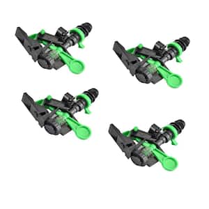 4-Pieces 360° Female Thread Rocker Arm Sprinkler with Automatic Rotating Adjust Nozzle, Green