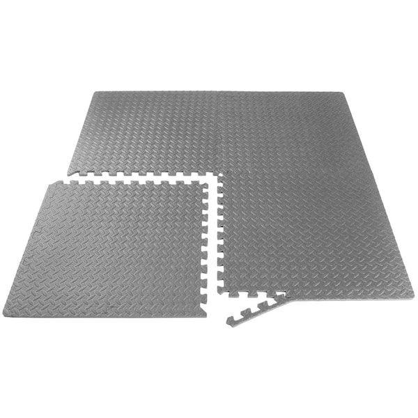 48 Square Feet / 12 Interlocking Foam Tiles Thick Exercise Mat - Soft  Supportive Cushion for Exercising or Gym Equipment Floor Protection,  Non-Skid Texture & Water Resistant, Gray Color 