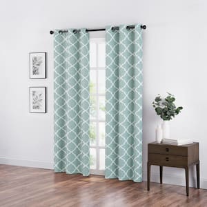 Fret Thermaback Spa Lattice Polyester 42 in. W x 84 in. L Blackout Single Grommet Top Curtain Panel