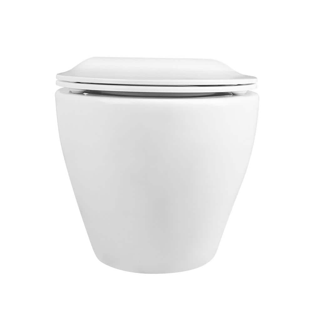 White Ceramic Elongated Wall Mounted Dual Flush Toilet