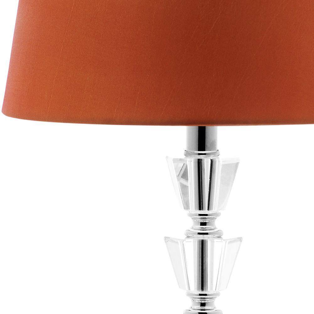 Harlow 16" Luxe Crystal Tiered Table Lamp Set, Transparent with Orange Shade