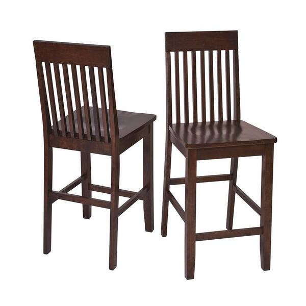 OSPdesigns Westbrook 24 in. Dark Brown Wood Bar Stool (Set of 2)