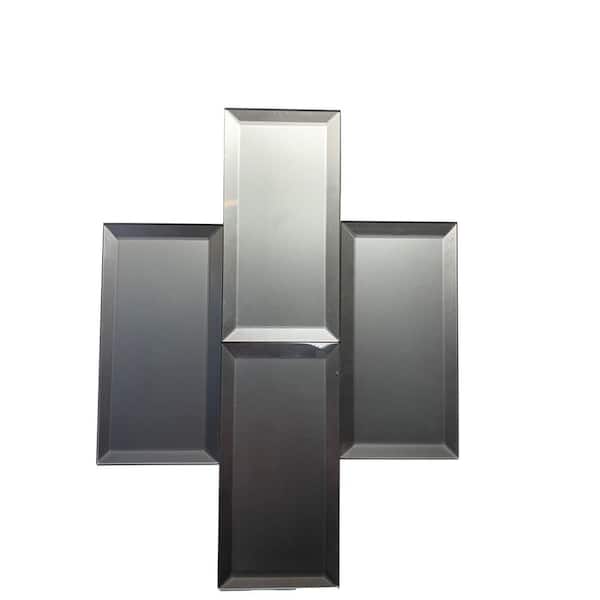 ABOLOS Frosted Elegance Frosted Gray 3 in. x 6 in. Beveled Matte Glass Subway Wall Tile (1 sq.ft./Case)