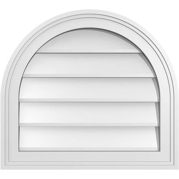 Ekena Millwork 20 in. x 18 in. Round Top White PVC Paintable Gable Louver Vent Non-Functional