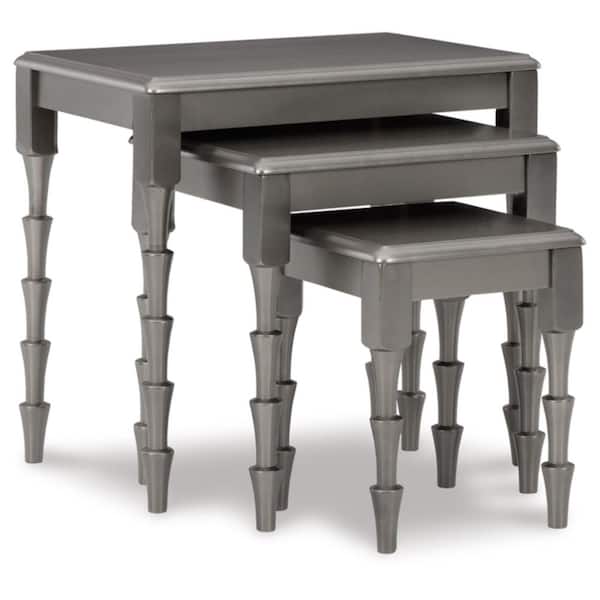 Larkendale 22.63 in. Gray Rectangle Wood Nesting End Table (Set of 3)
