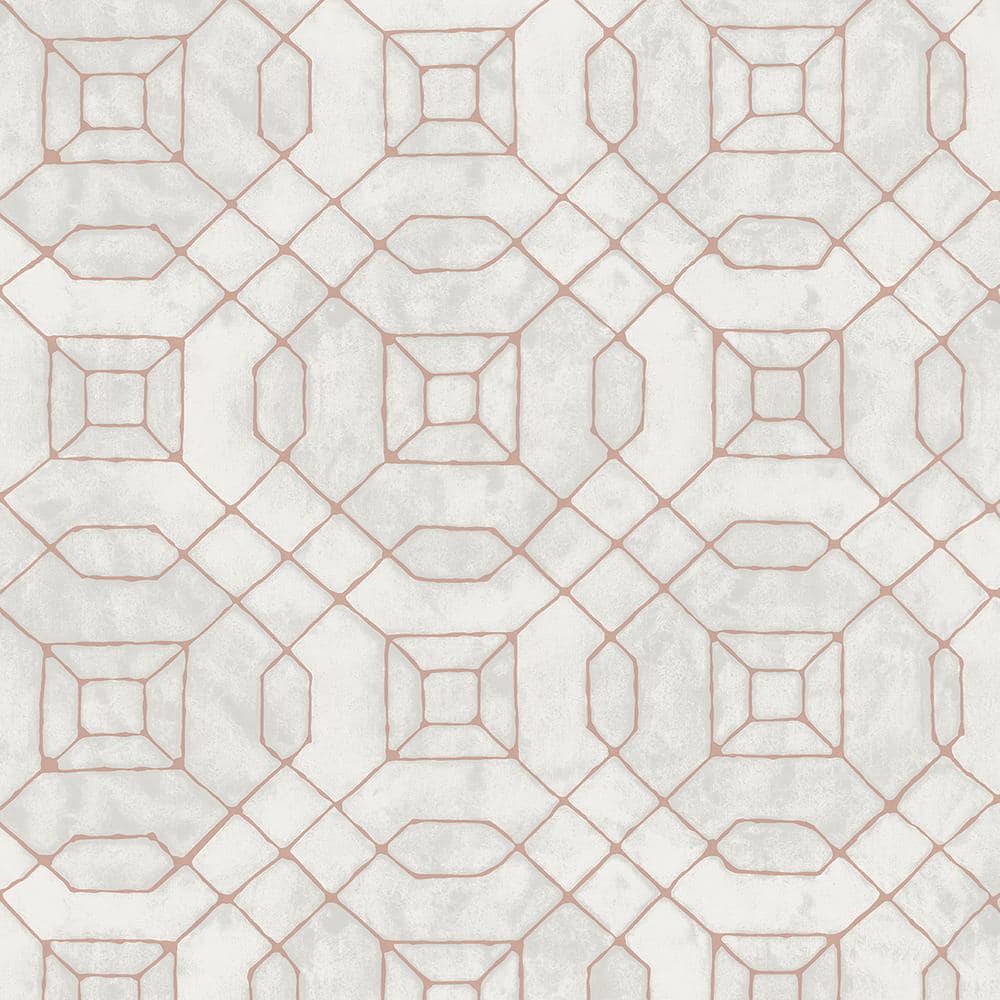 Metallic FX Rose Gold Geometric Wallpaper