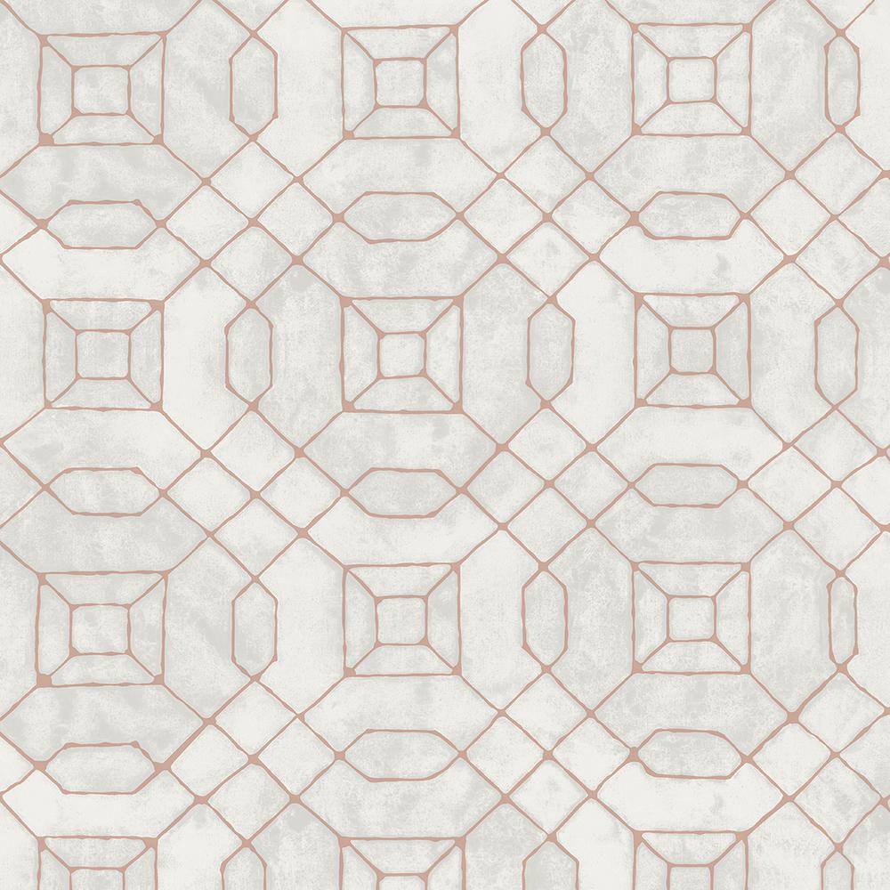 Metallic FX Rose Gold Geometric Wallpaper Sample