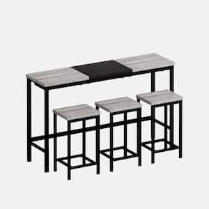 4-Piece Rectangle Grayback MDF Top Table Set Seats 3