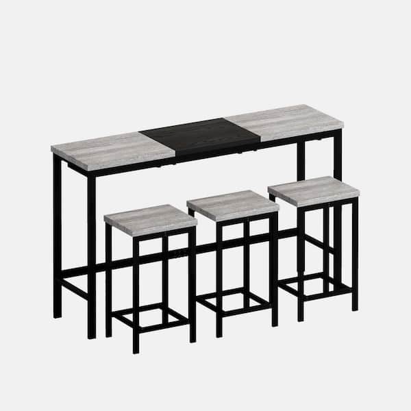 wetiny 4-Piece Rectangle Grayback MDF Top Table Set Seats 3