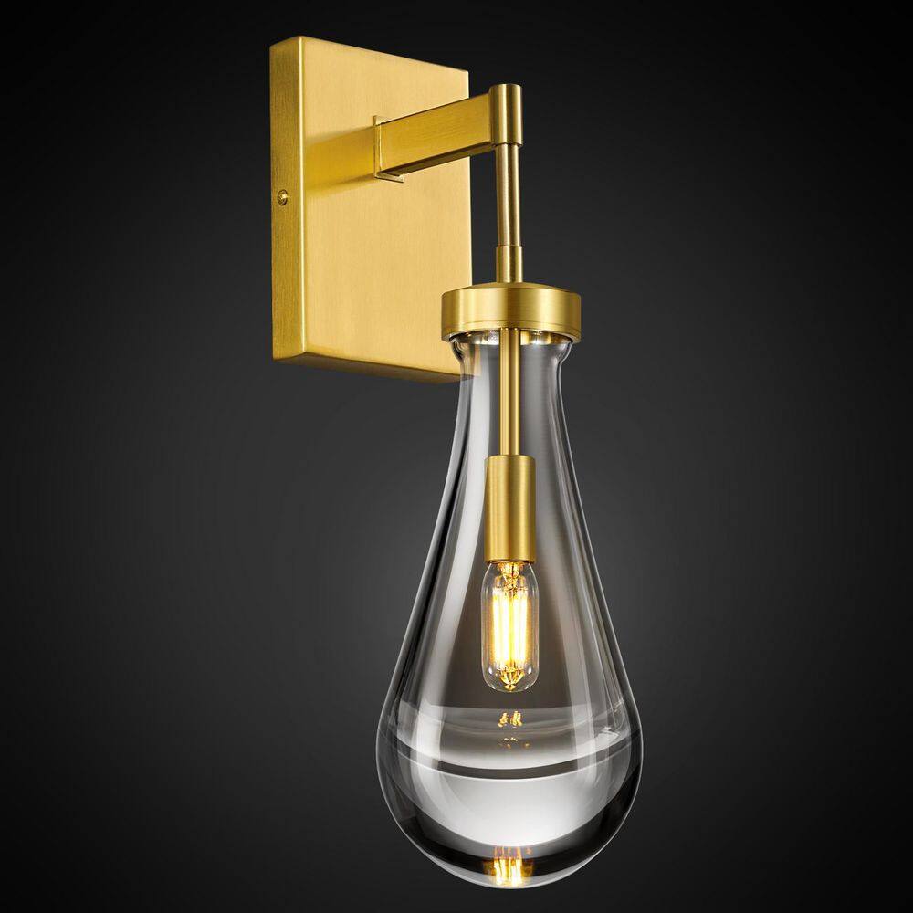 Raindrop Wall Sconces 4.33 in. 1-Light Gold Crystal Sconces Wall Decor Modern Lighting Glass Bathroom price history on PriceWatchPro