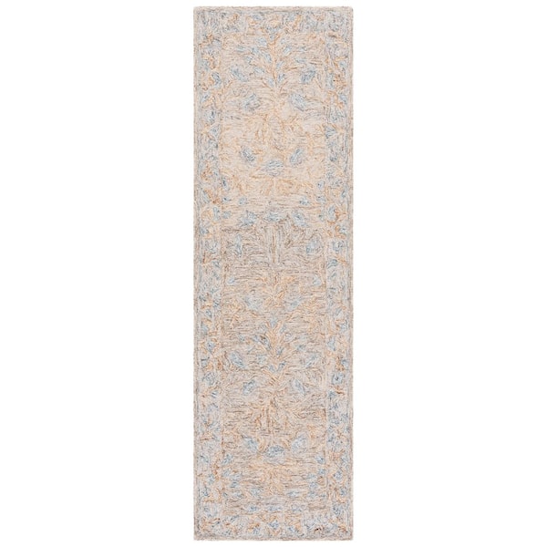 SAFAVIEH Jardin 2 ft. x 8 ft. Beige/Gray Abstract Border Runner Rug ...