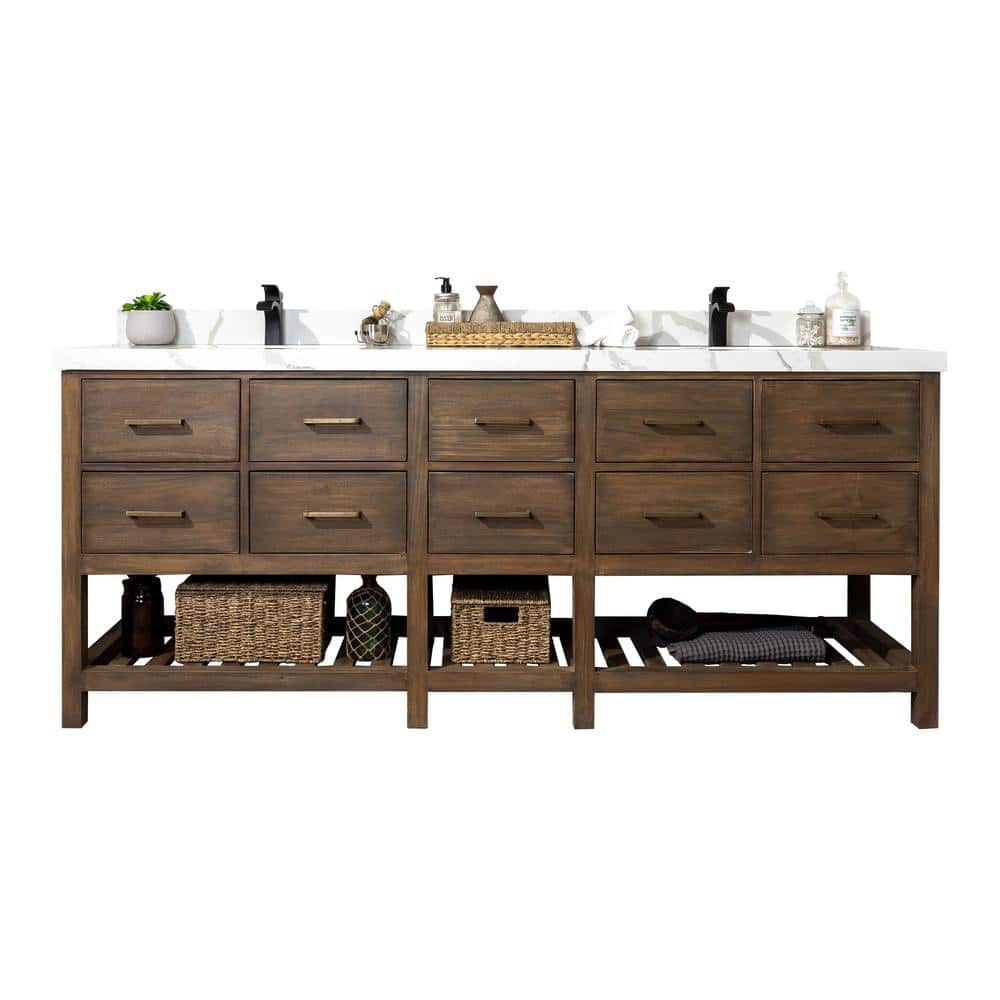 Willow Collections Parker 84 in. W x 22 in. D x 36 in. H Teak Wood Bath