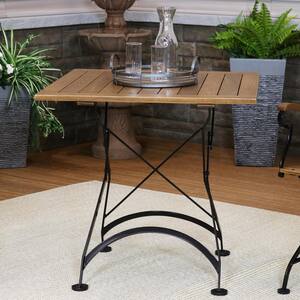 31 in. Brown Square Wood Folding Outdoor Bistro Table